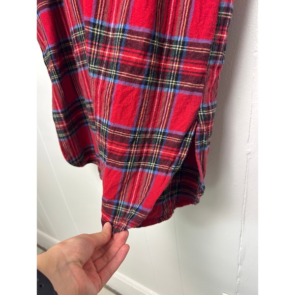 The Vermont Country Store Plaid Nightgown Dress Size M Red Cotton moomoo holiday - Picture 8 of 8